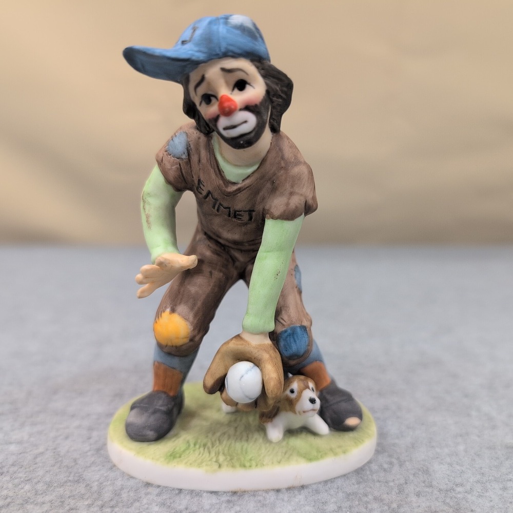 Emmett Kelly Collectibles Figurines Baseball Fielder Player Clown Dog Miniature - Picture 1 of 7